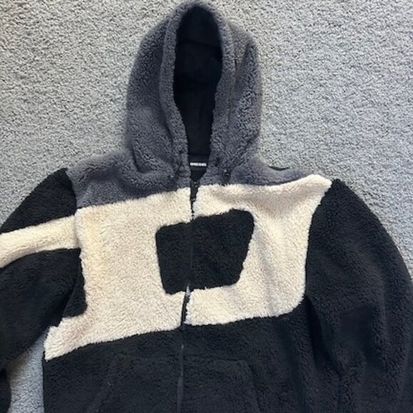 Diesel S-Aldy Sweatshirt Faux Fur Fleece Jacket - White, cream and black -Size M - Picture 5 of 14